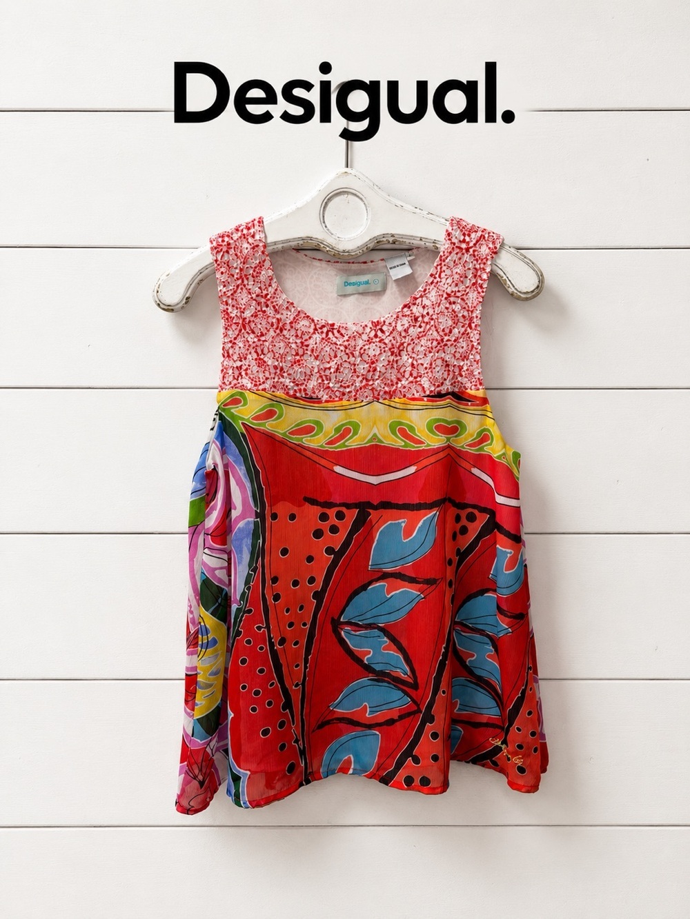 DESIGUAL Colorful Printed Sleeveless Top Size L
